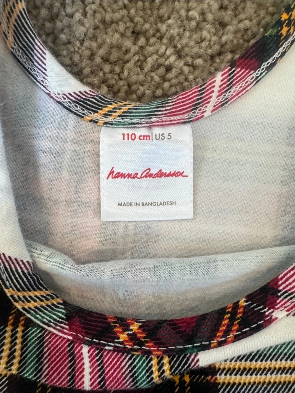 Hanna Andersson White and Red Plaid Long-Sleeve Knit Dress